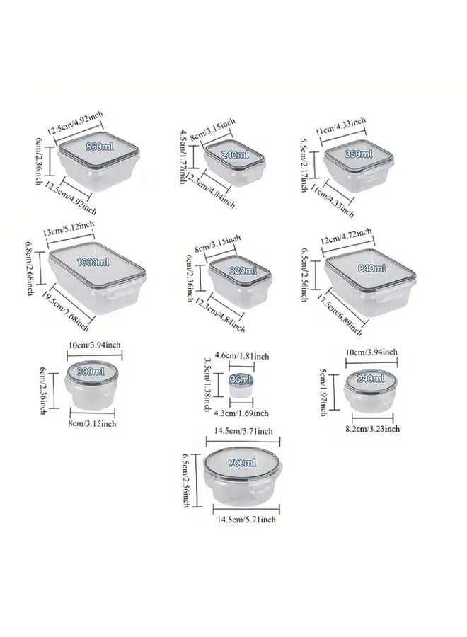 24pcs Reusable Food Storage Containers Keep Food Fresh Sealed Plastic Kitchen Pantry Organization - Image 3